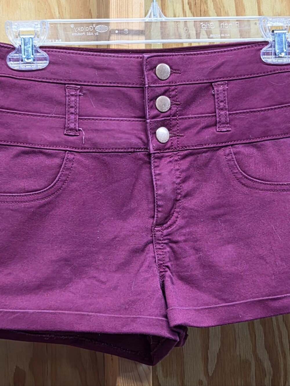 Refuge High Waisted Maroon Button Front Shorts Size 6